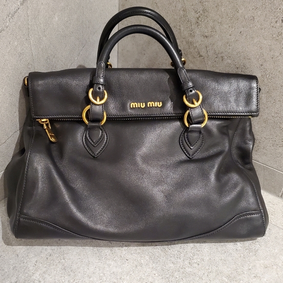 Miu Miu Handbags - Miu Miu Large Lambskin Vitello Bag